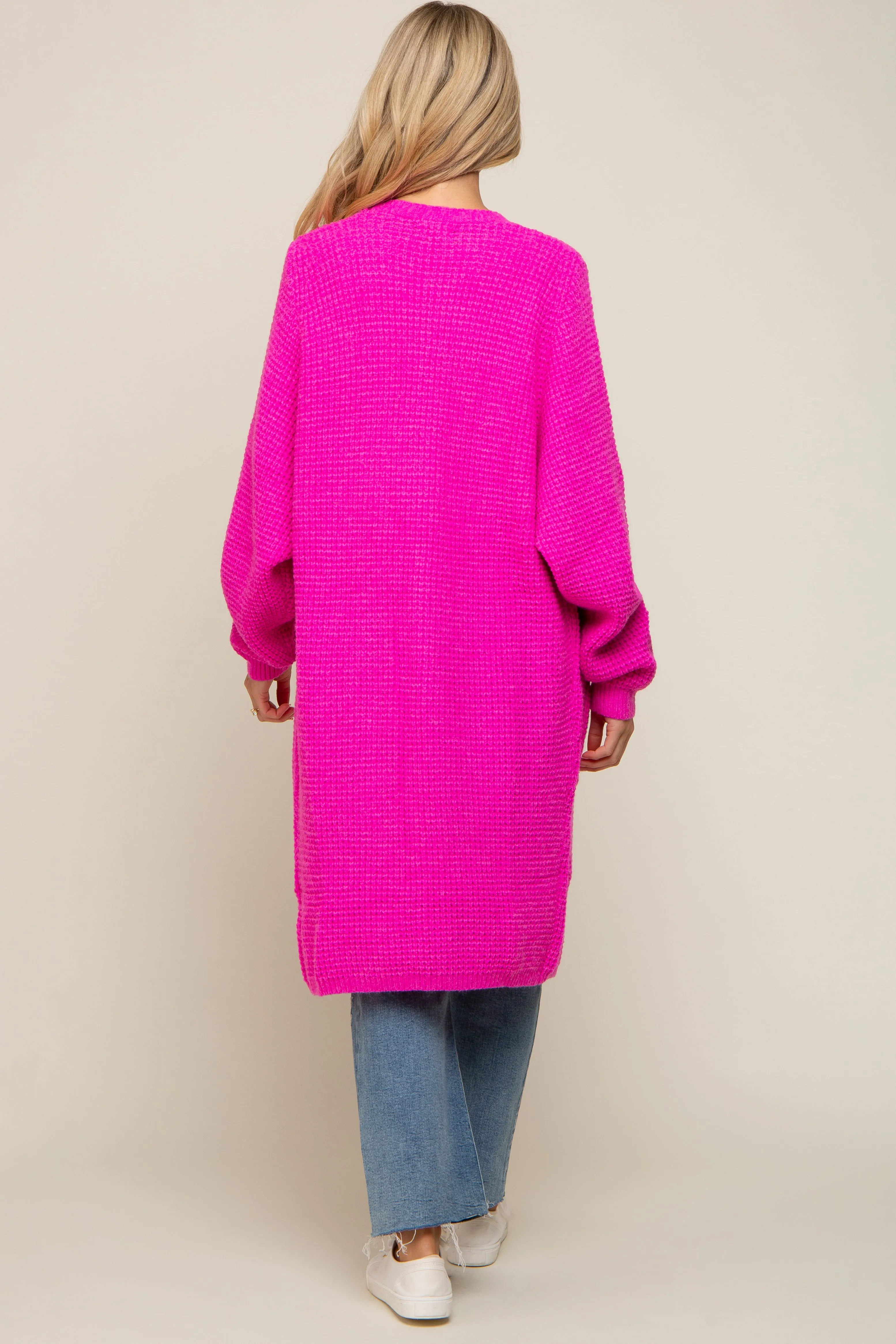 Fuchsia Chunky Waffle Knit Maternity Cardigan sold by Pinkblush product image thumbnail 3
