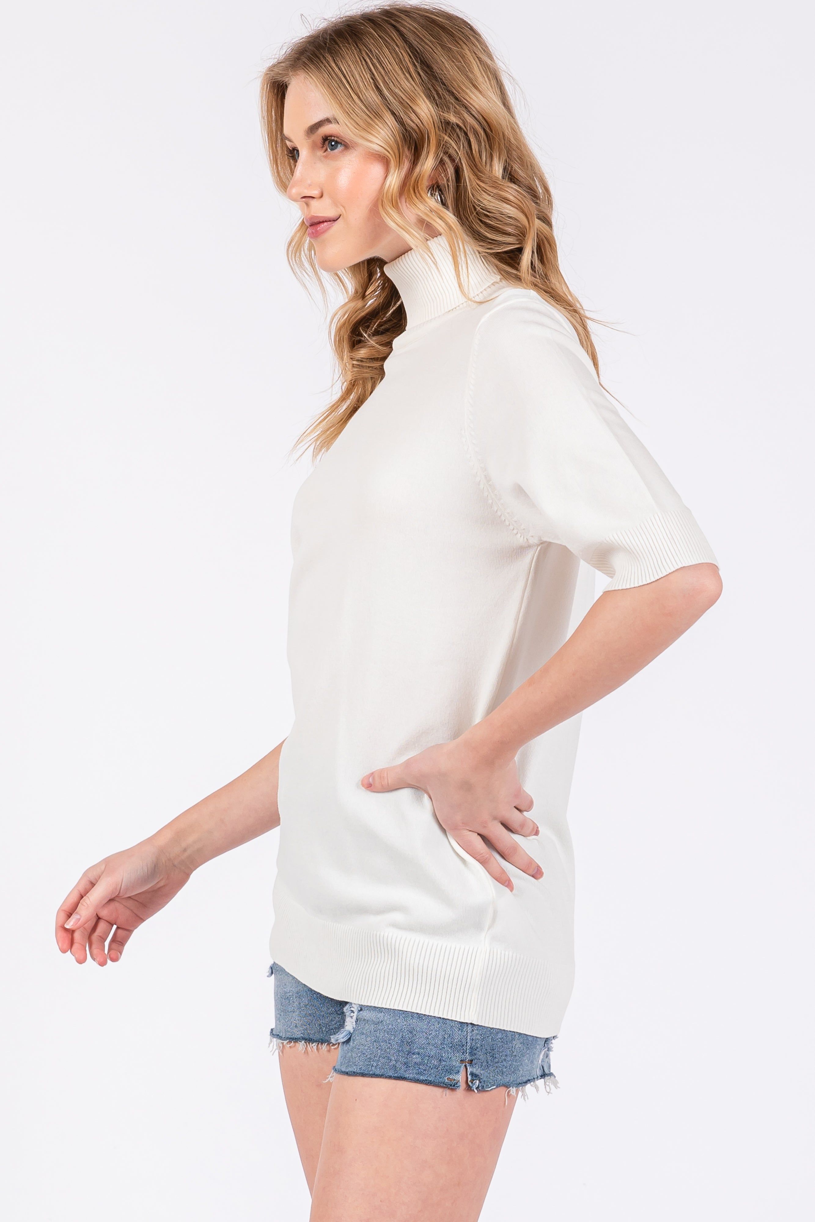 White Turtleneck Knit Top sold by Pinkblush product image thumbnail 4