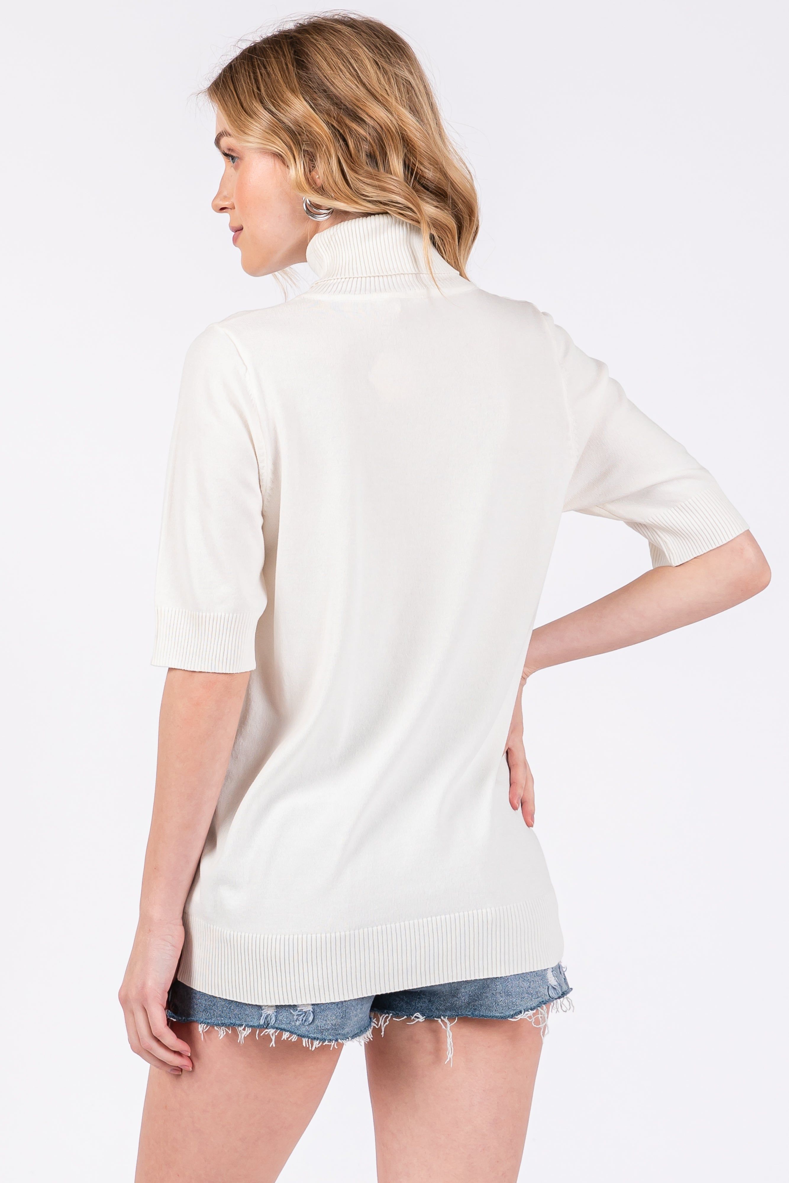 White Turtleneck Knit Top sold by Pinkblush product image thumbnail 5