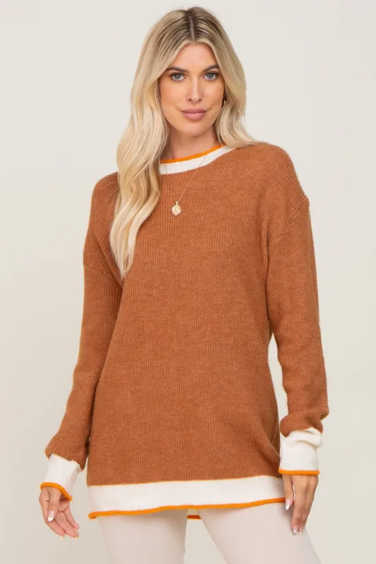 Camel Colorblock Rib Knit Sweater sold by Pinkblush