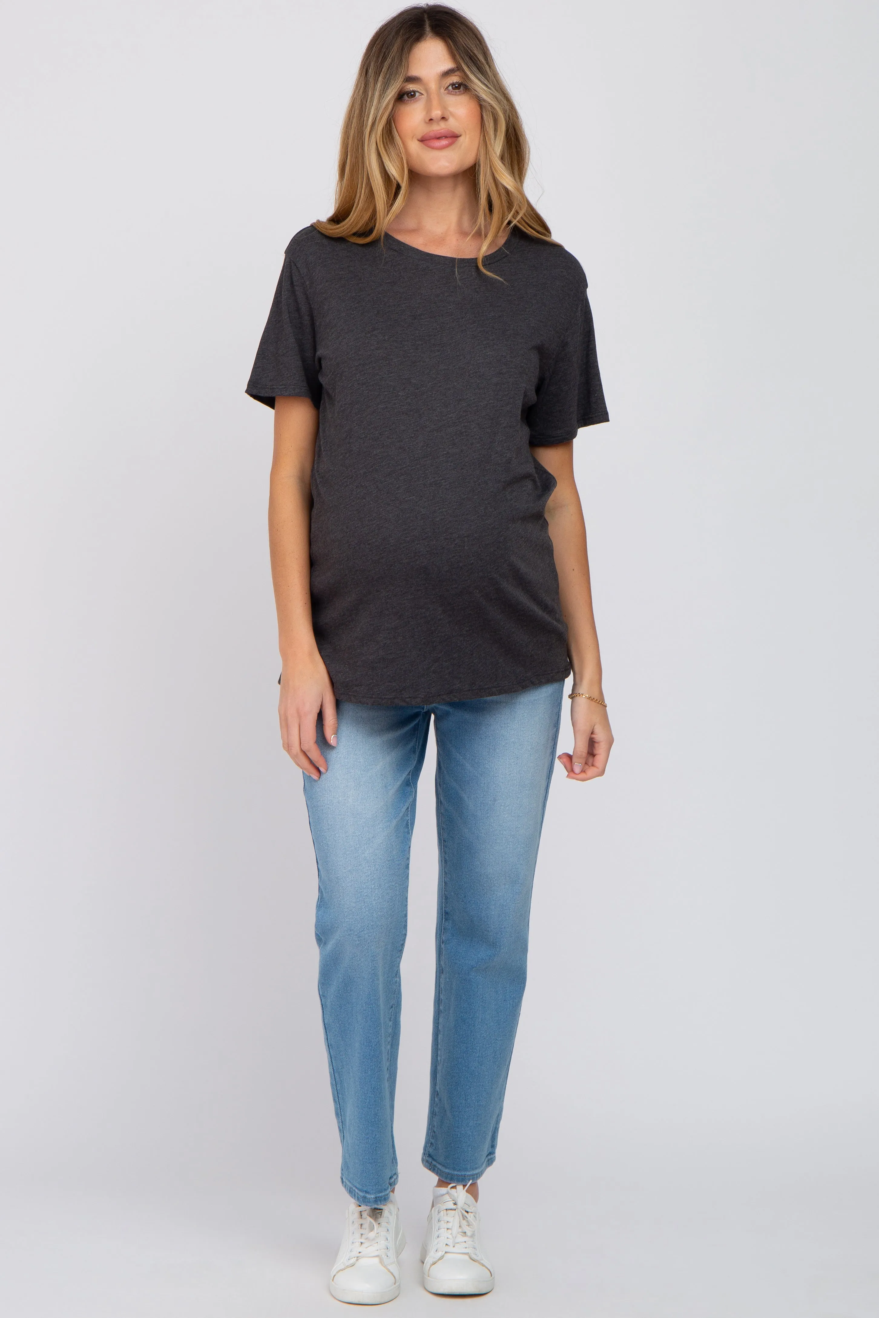 Charcoal Oversized Short Sleeve Maternity Top sold by Pinkblush product image thumbnail 4