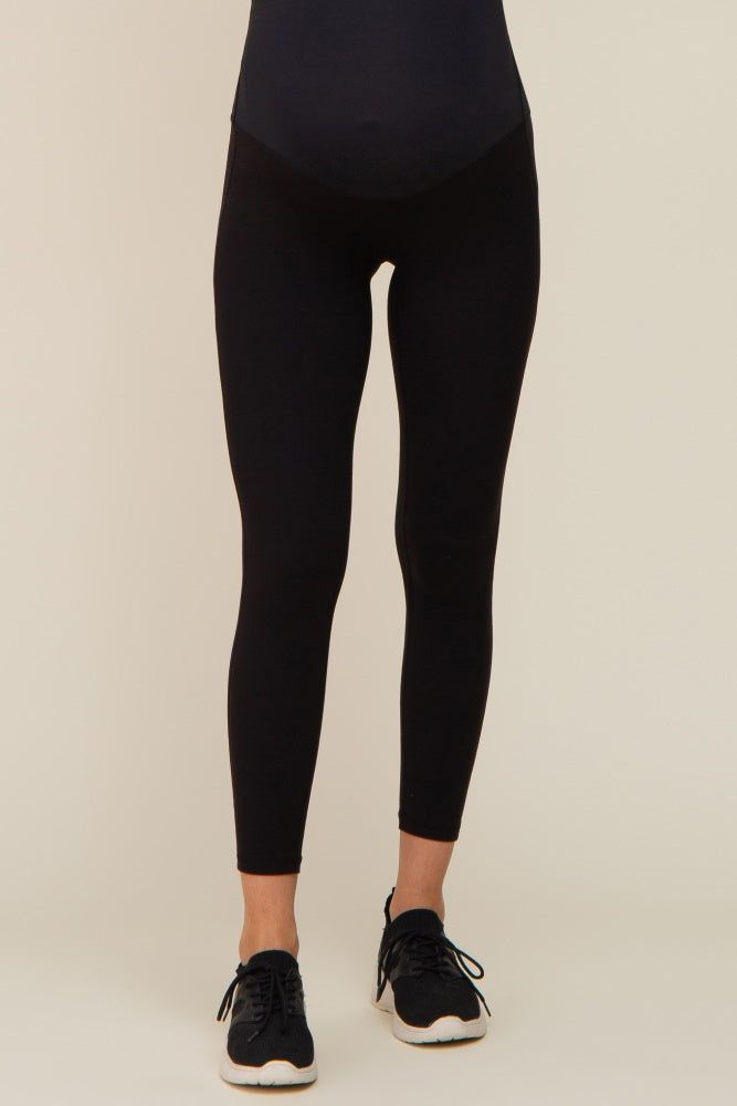 Black Basic Maternity Active Leggings sold by Pinkblush product image thumbnail 2