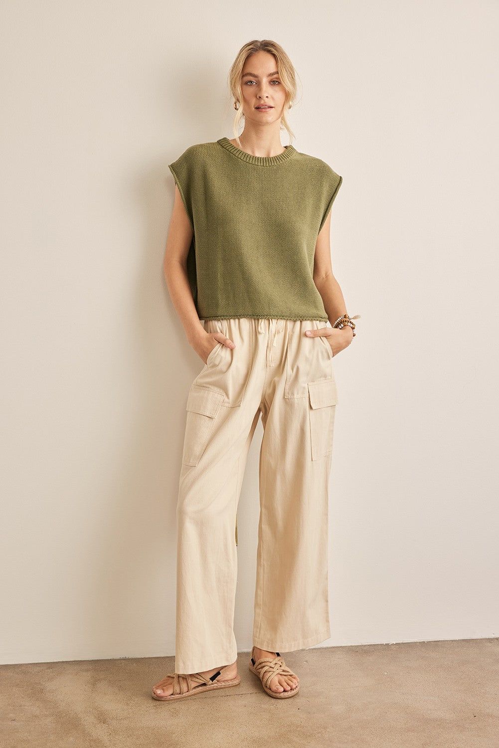 Olive Loose Fit Exposed Seam Knitted Tunic Sweater Top sold by Pinkblush product image thumbnail 3