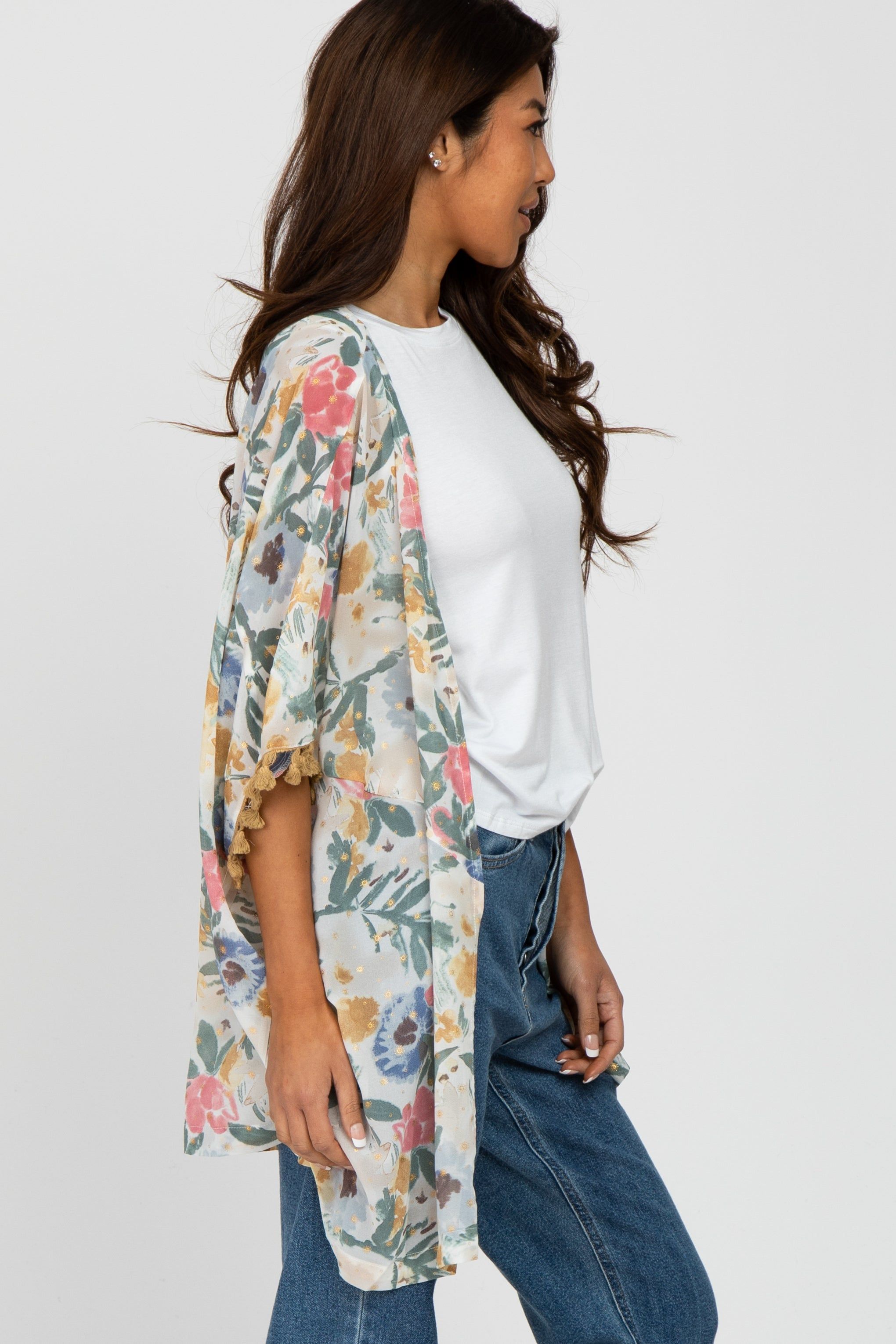 Yellow Floral Print Cover Up sold by Pinkblush product image thumbnail 3