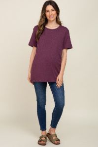 Plum Oversized Short Sleeve Maternity Top sold by Pinkblush