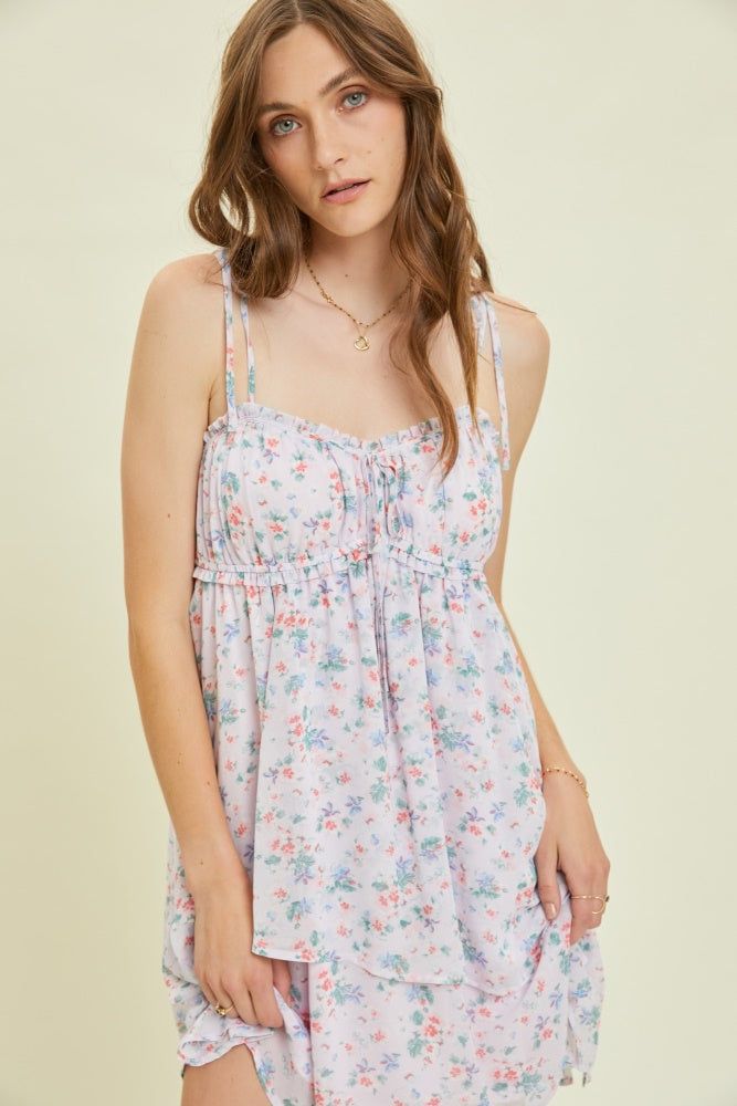 Lilac Romantic Chiffon Floral Cami Mini Dress sold by Pinkblush product image thumbnail 3