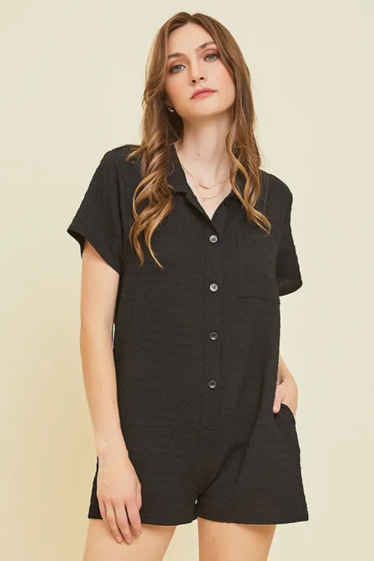 Black Relaxed Fit Romper sold by Pinkblush