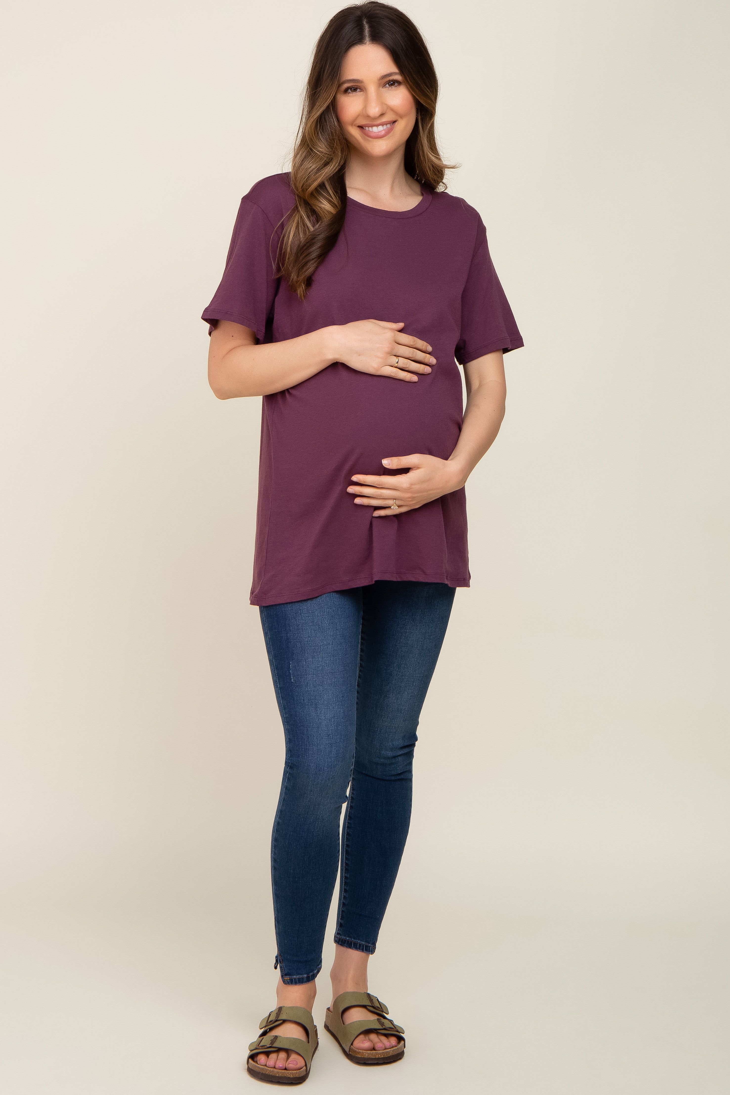 Plum Oversized Short Sleeve Maternity Top sold by Pinkblush product image thumbnail 4