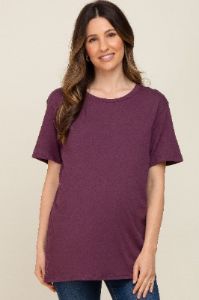 Plum Oversized Short Sleeve Maternity Top sold by Pinkblush