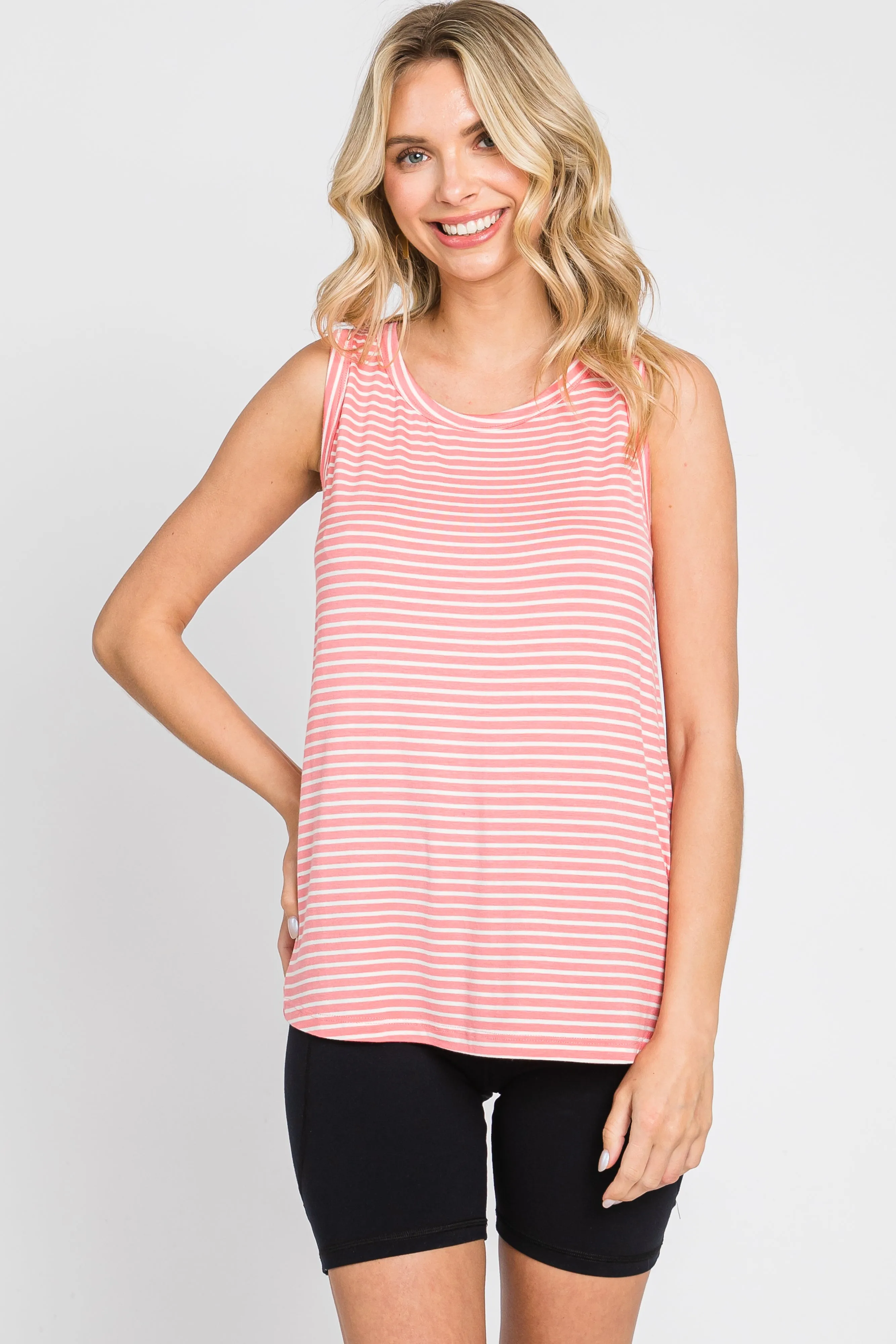 Coral Striped Sleeveless Maternity Top sold by Pinkblush product image thumbnail 4