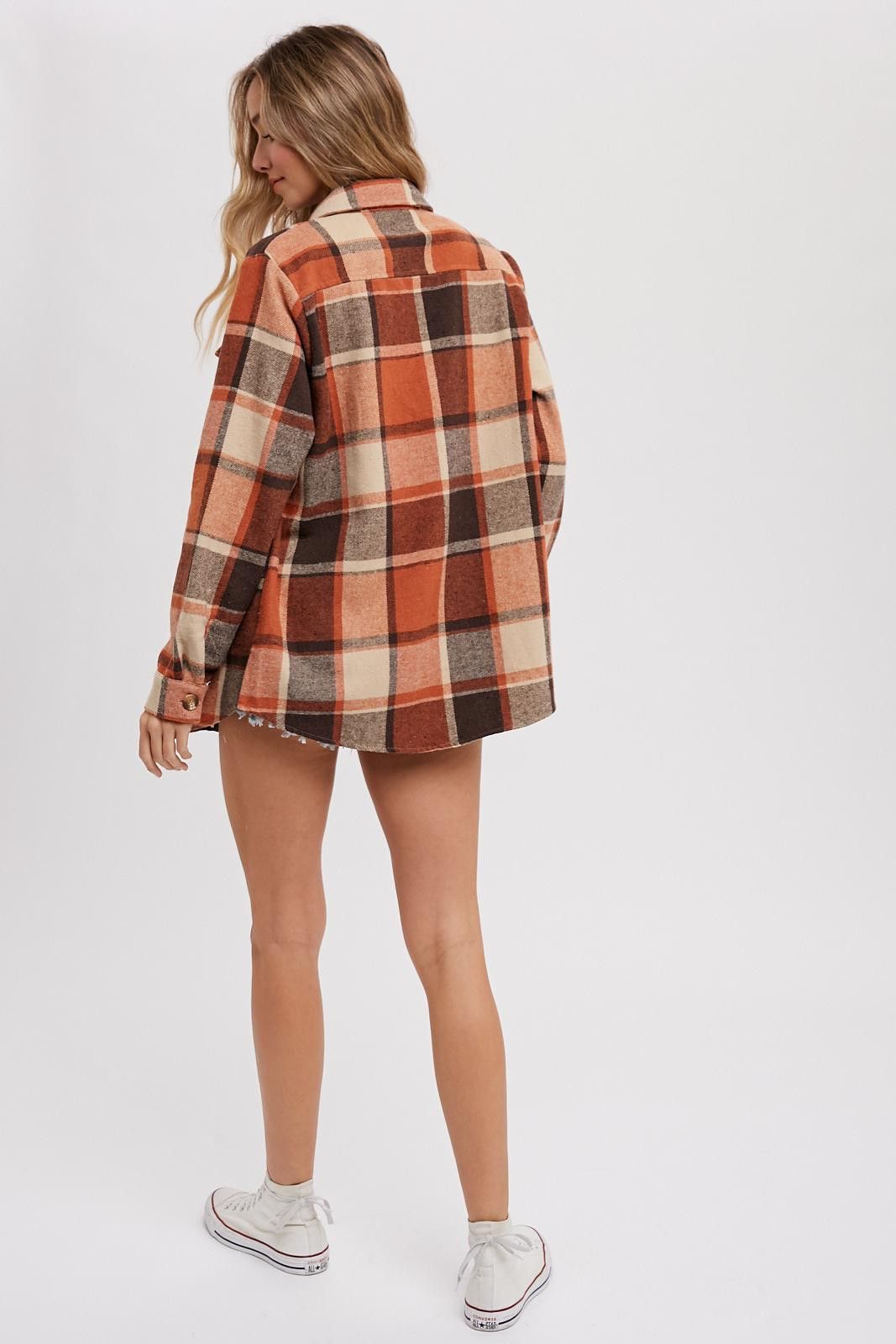 Rust Plaid Shirt Jacket sold by Pinkblush product image thumbnail 3