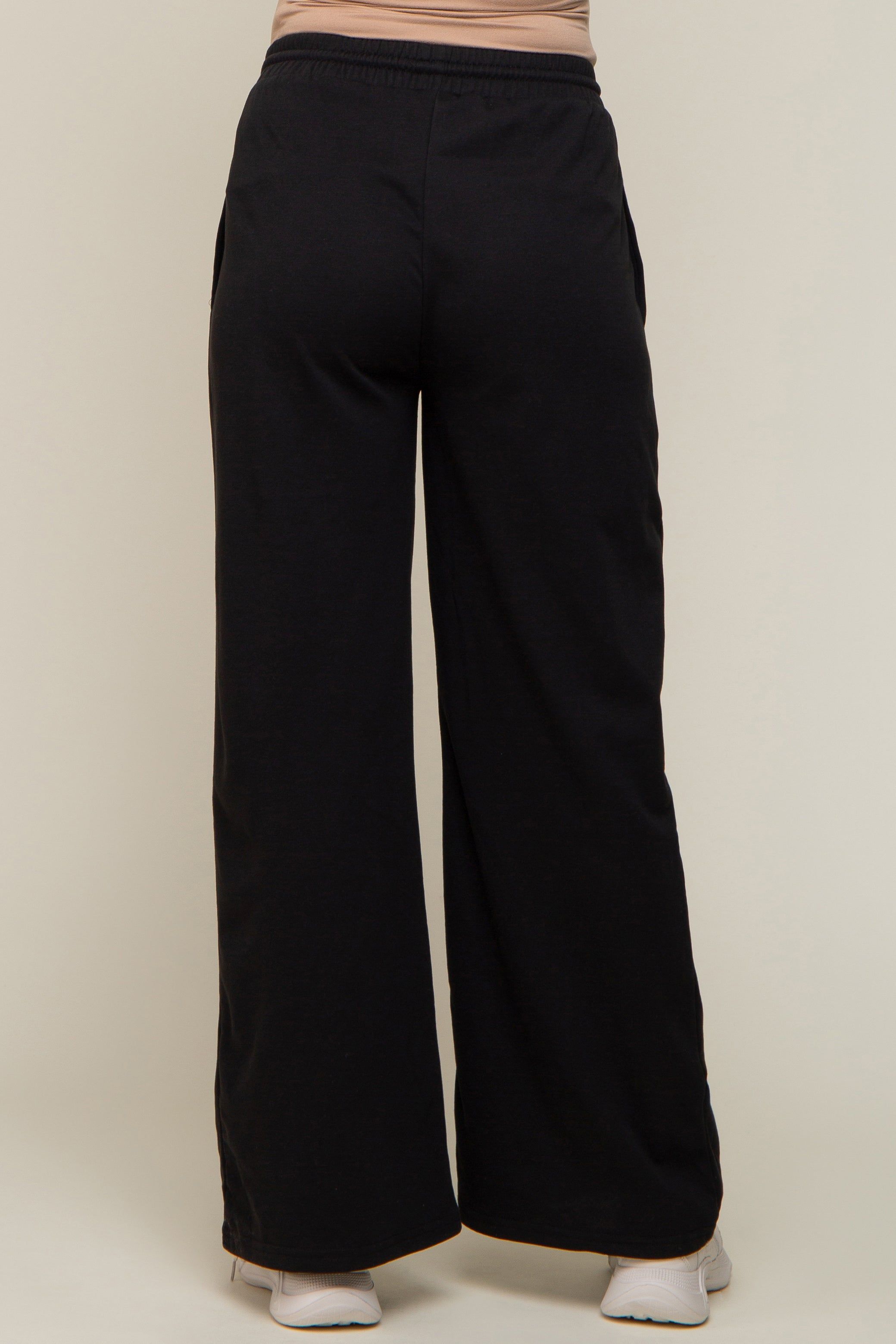 Black Drawstring Wide Leg Maternity Lounge Pants sold by Pinkblush product image thumbnail 4