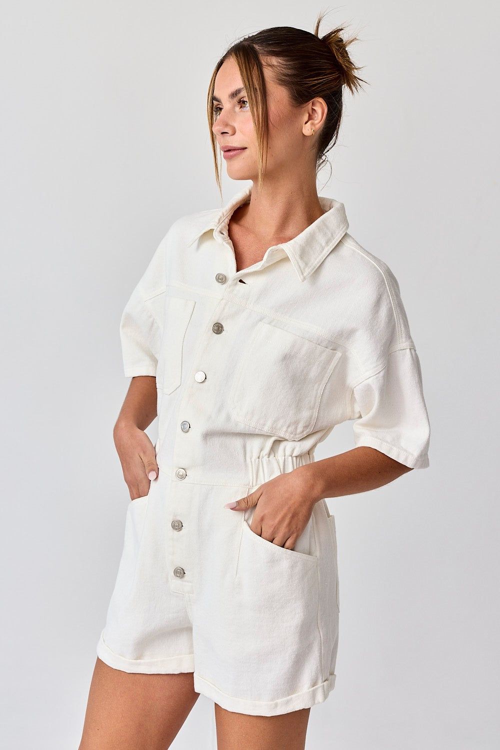 White Romper W/ Elastic Waist sold by Pinkblush product image thumbnail 2