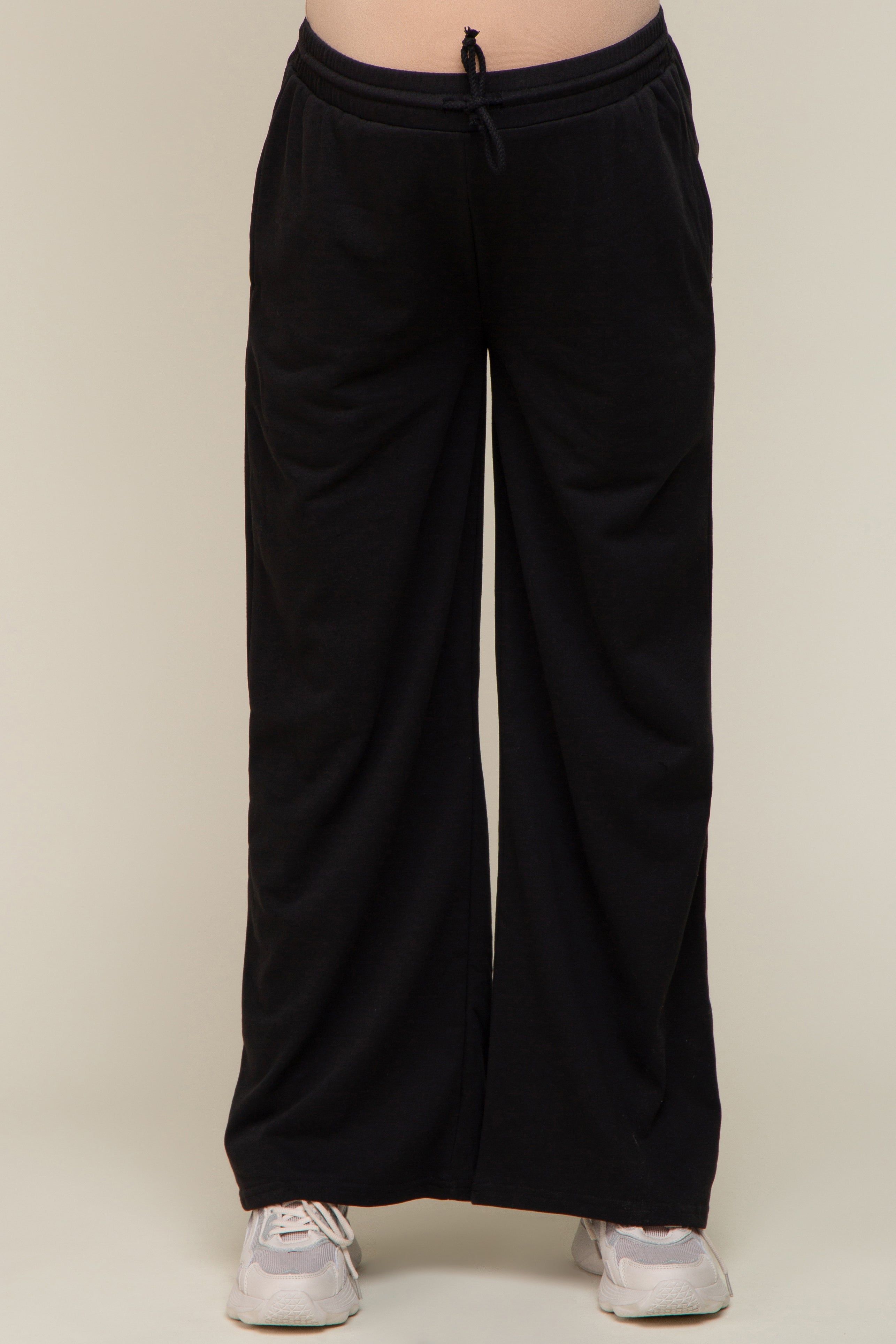 Black Drawstring Wide Leg Maternity Lounge Pants sold by Pinkblush product image thumbnail 2