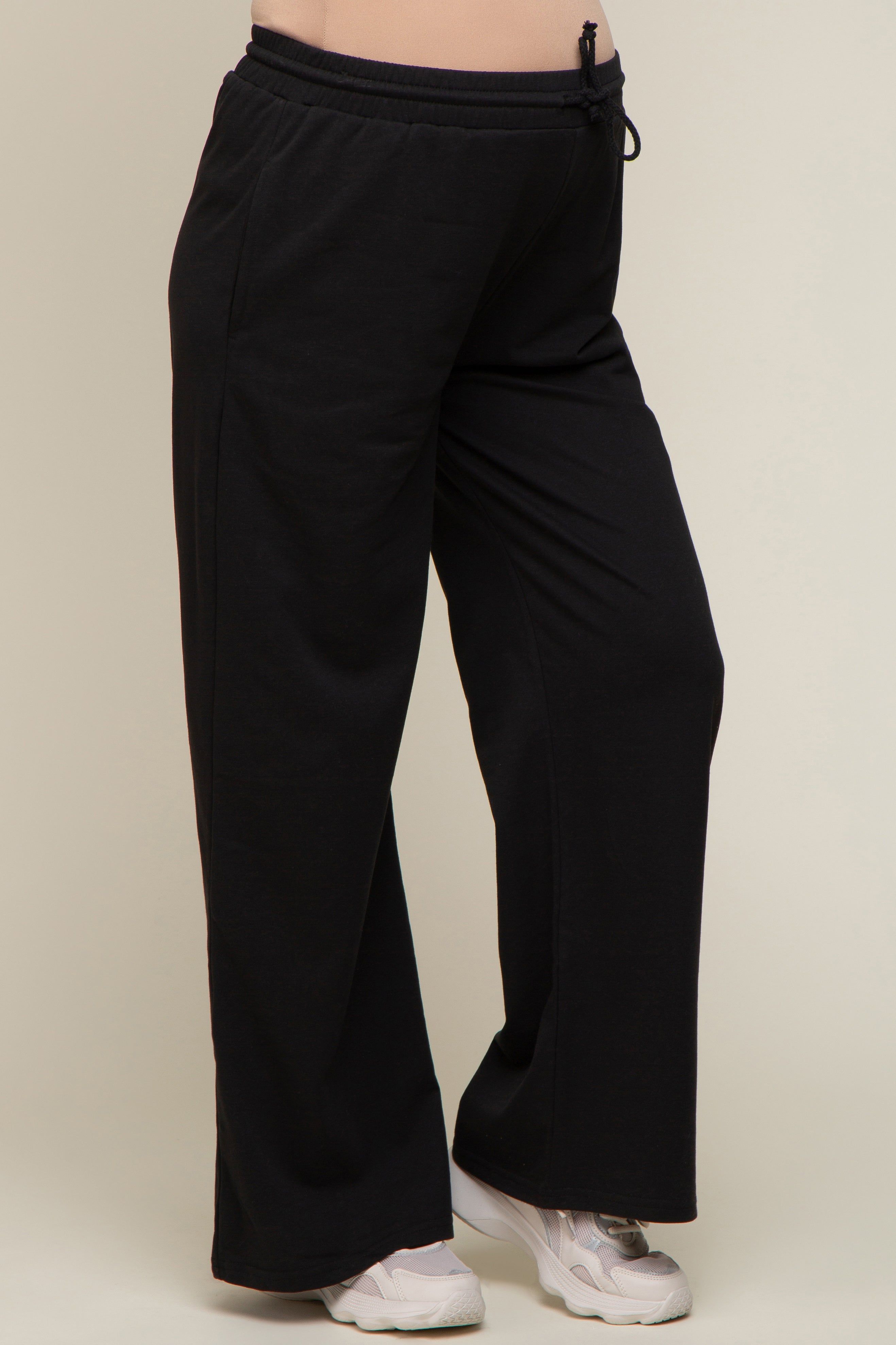 Black Drawstring Wide Leg Maternity Lounge Pants sold by Pinkblush product image thumbnail 3