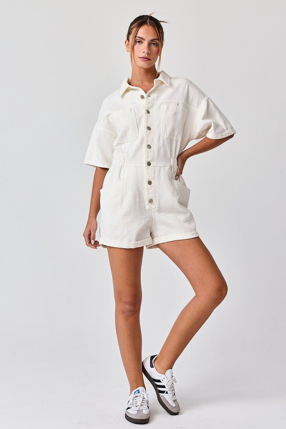 White Romper W/ Elastic Waist sold by Pinkblush product image thumbnail 4