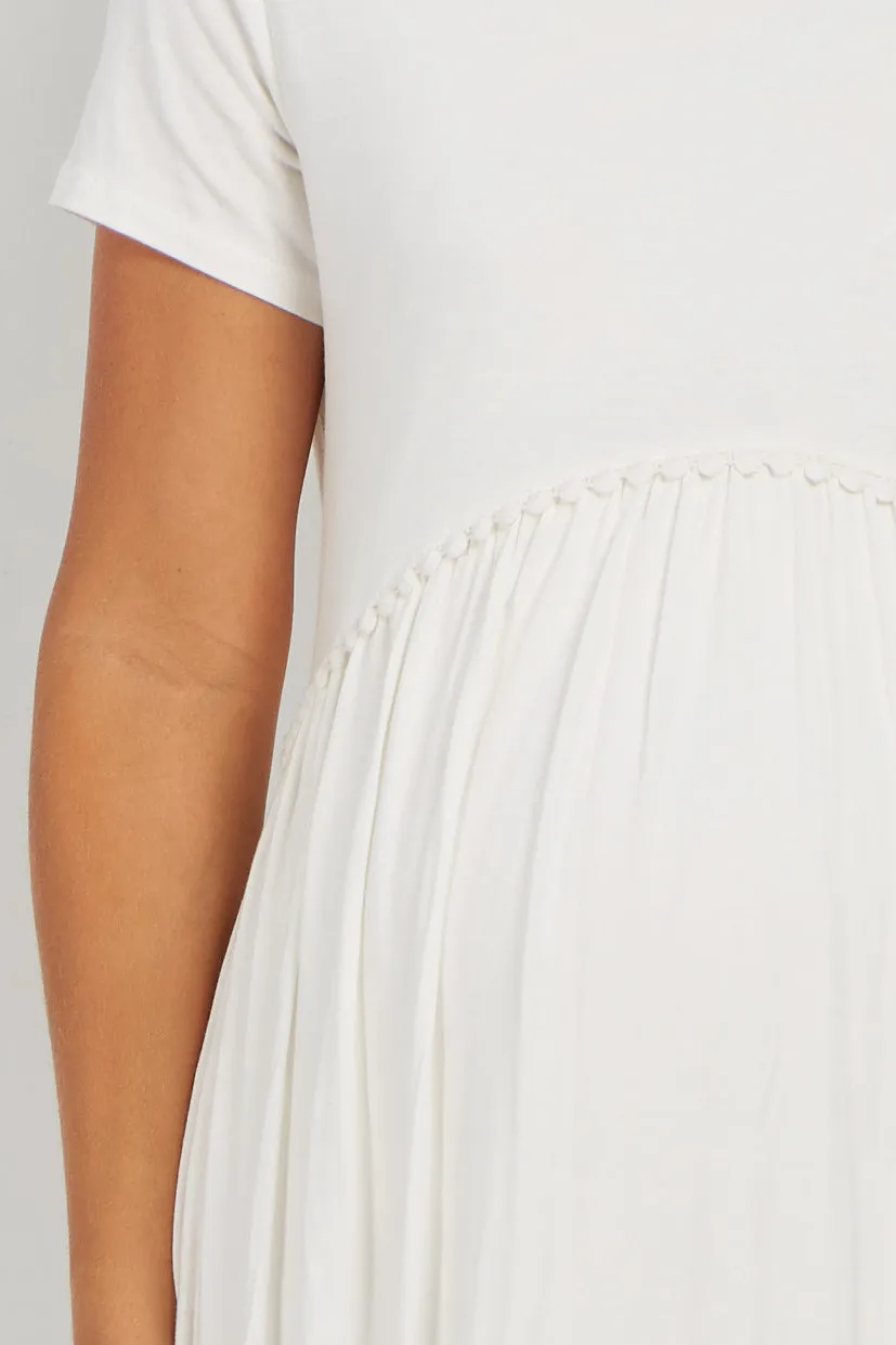 PinkBlush Ivory Solid Crochet Trim Maternity Shift Dress sold by Pinkblush product image thumbnail 4