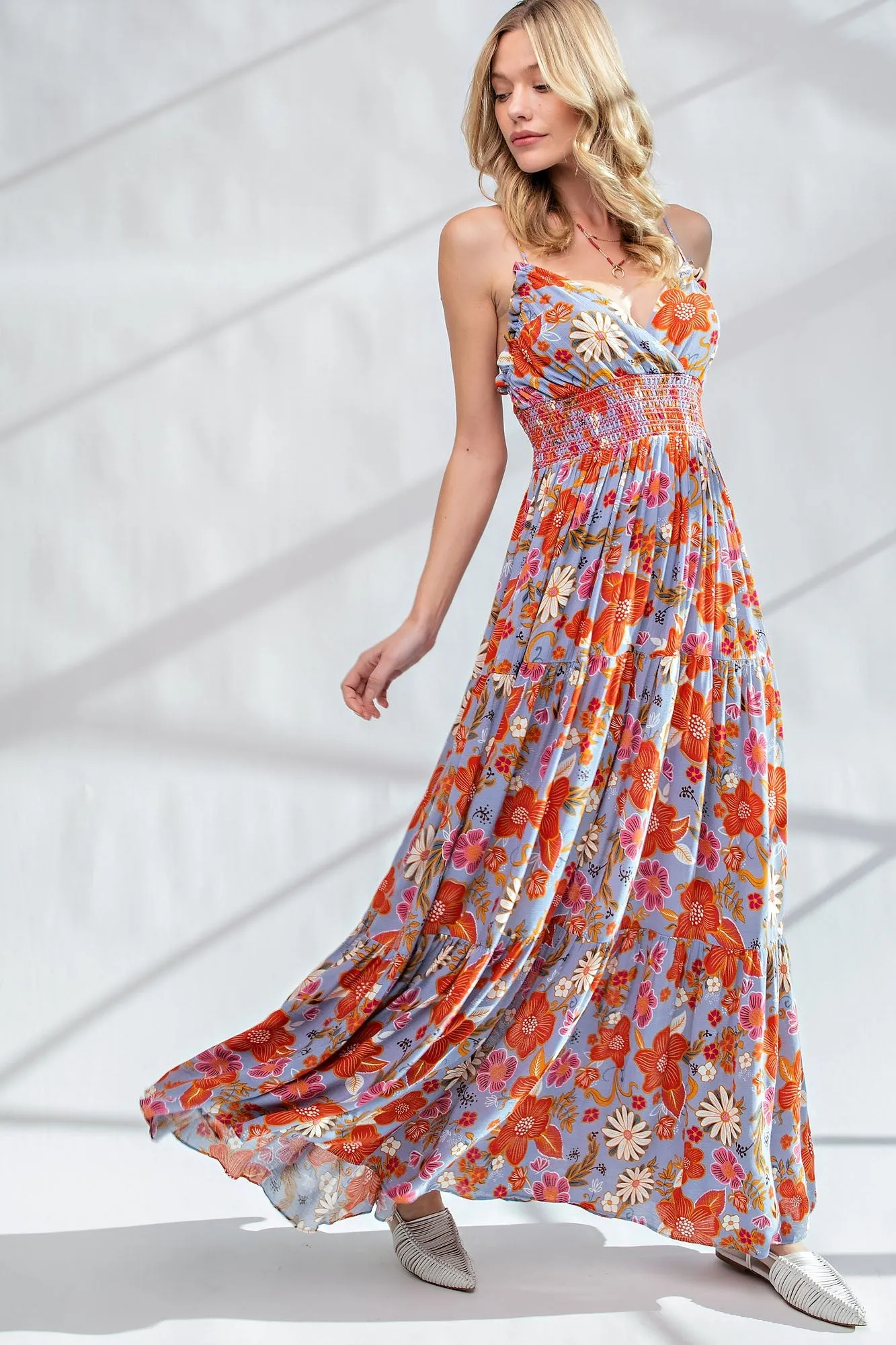Coral Floral Printed Maxi Dress sold by Pinkblush product image thumbnail 2