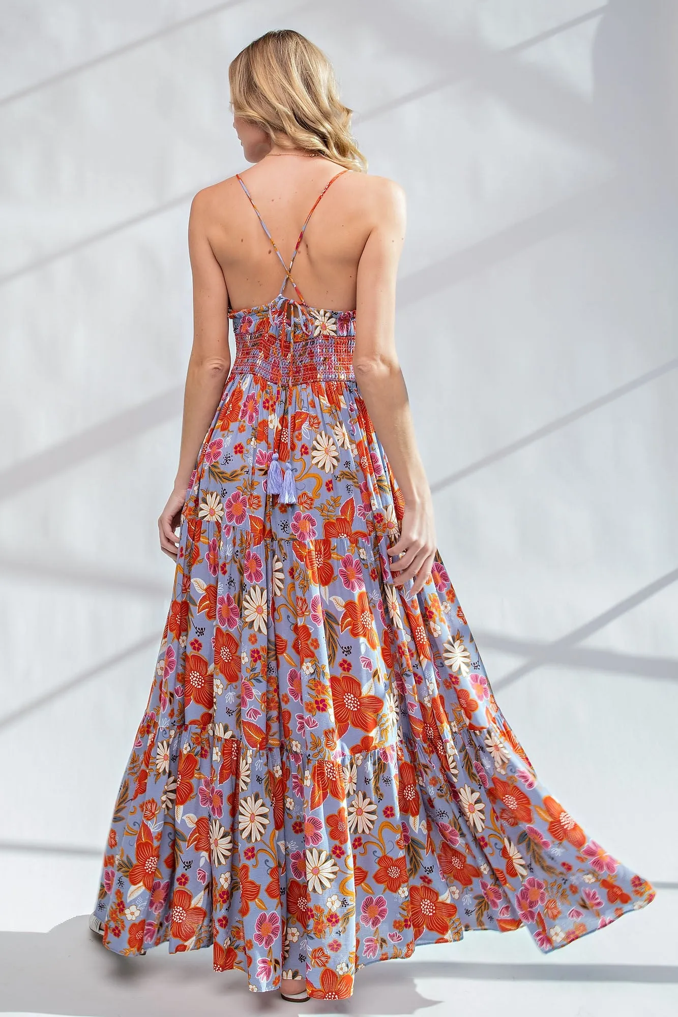 Coral Floral Printed Maxi Dress sold by Pinkblush product image thumbnail 3