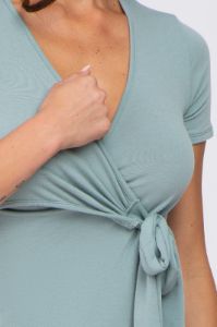Mint Green Wrap Front Tie Nursing Top sold by Pinkblush