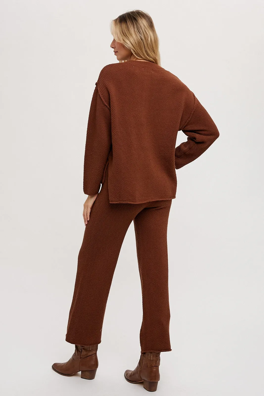 Chocolate Textured Knit Top & Pants Set sold by Pinkblush product image thumbnail 5