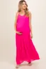 Fuchsia Pleated Sleeveless Maternity Maxi Dress sold by Pinkblush