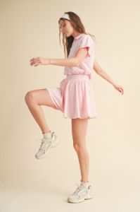 Pink Athletic Mesh Romper With Front Zip Detail sold by Pinkblush