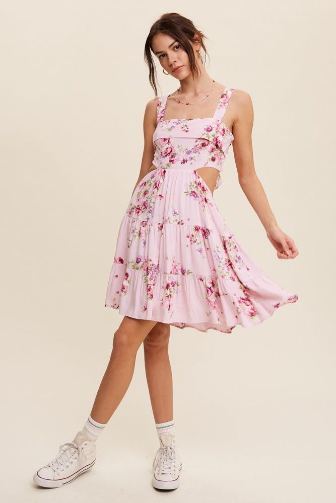 Blush Square Neck Open Back Floral Mini Dress sold by Pinkblush product image thumbnail 4