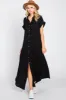 Black Button Down Midi Dress sold by Pinkblush