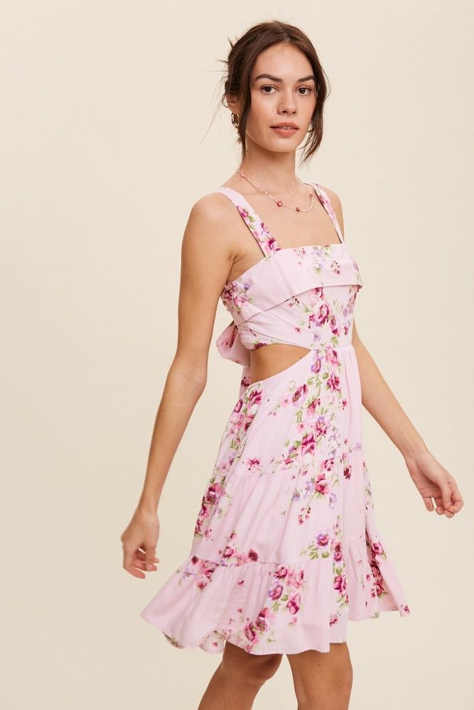 Blush Square Neck Open Back Floral Mini Dress sold by Pinkblush product image thumbnail 2