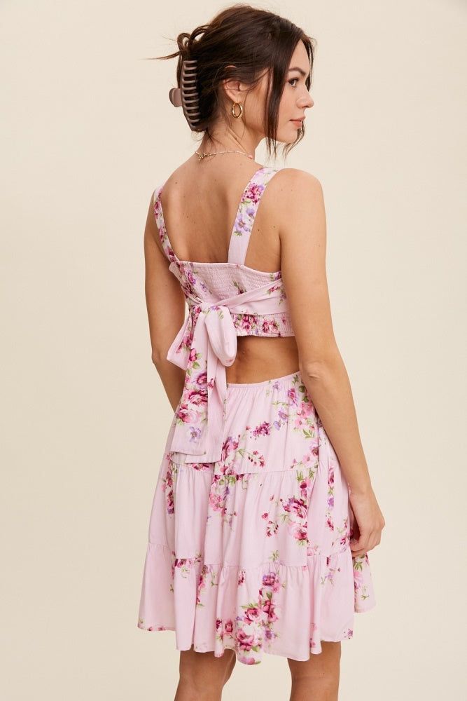 Blush Square Neck Open Back Floral Mini Dress sold by Pinkblush product image thumbnail 3