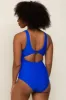 Royal Blue Front Twist Open Back One Piece Swimsuit sold by Pinkblush
