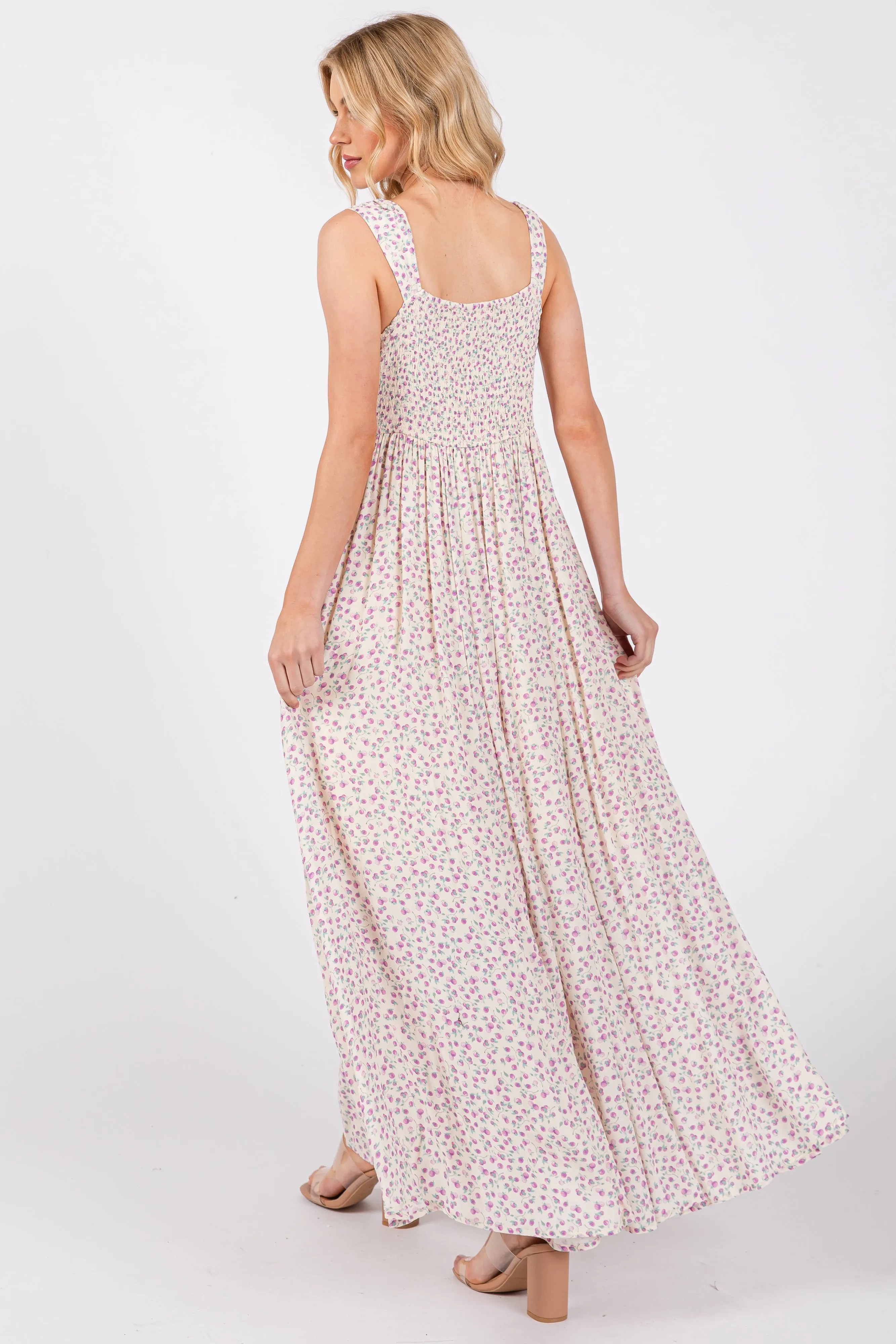 Lavender Floral Button Down Maxi Dress sold by Pinkblush product image thumbnail 3