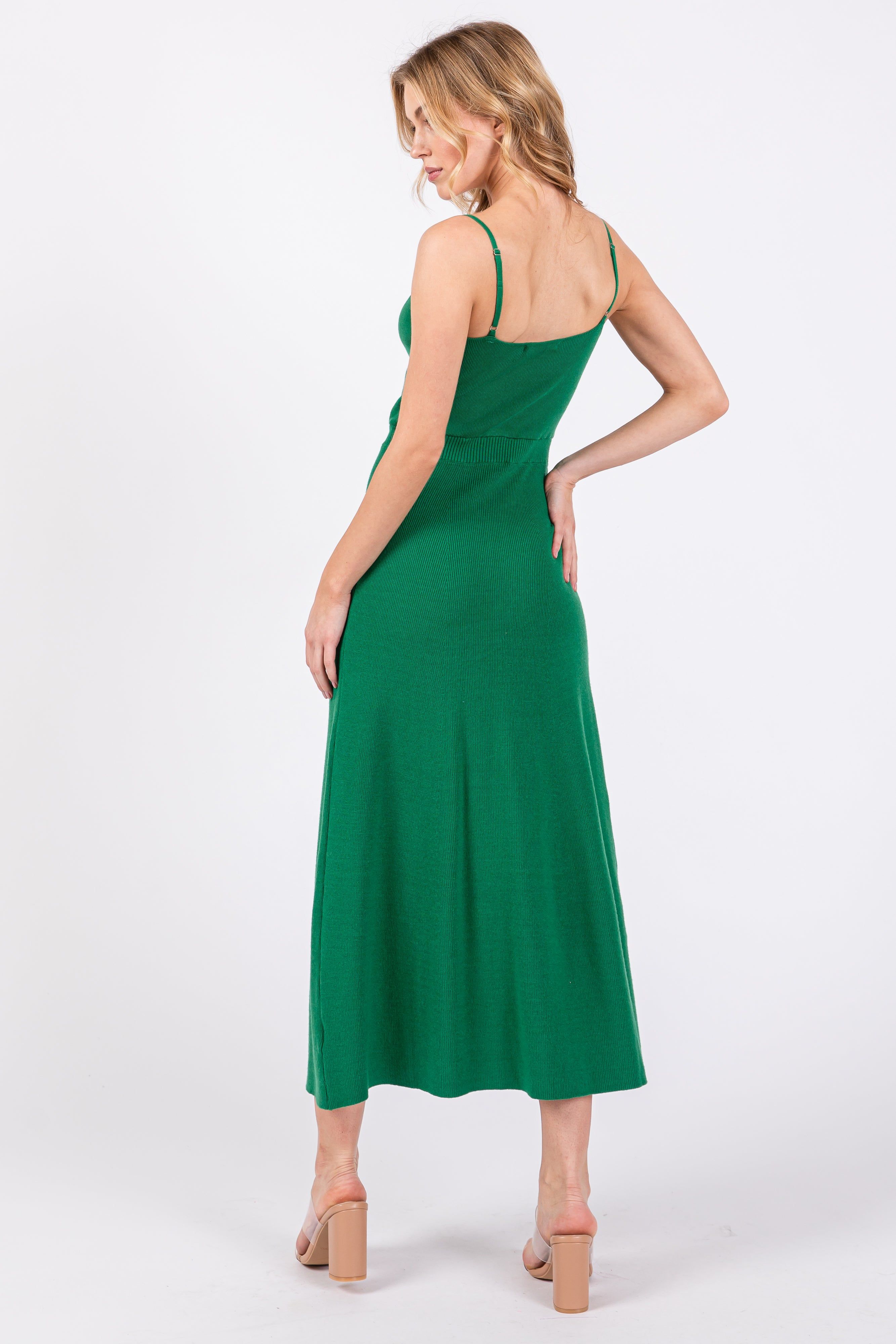 Green Square Neck Sleeveless Sweater Midi Dress sold by Pinkblush product image thumbnail 3