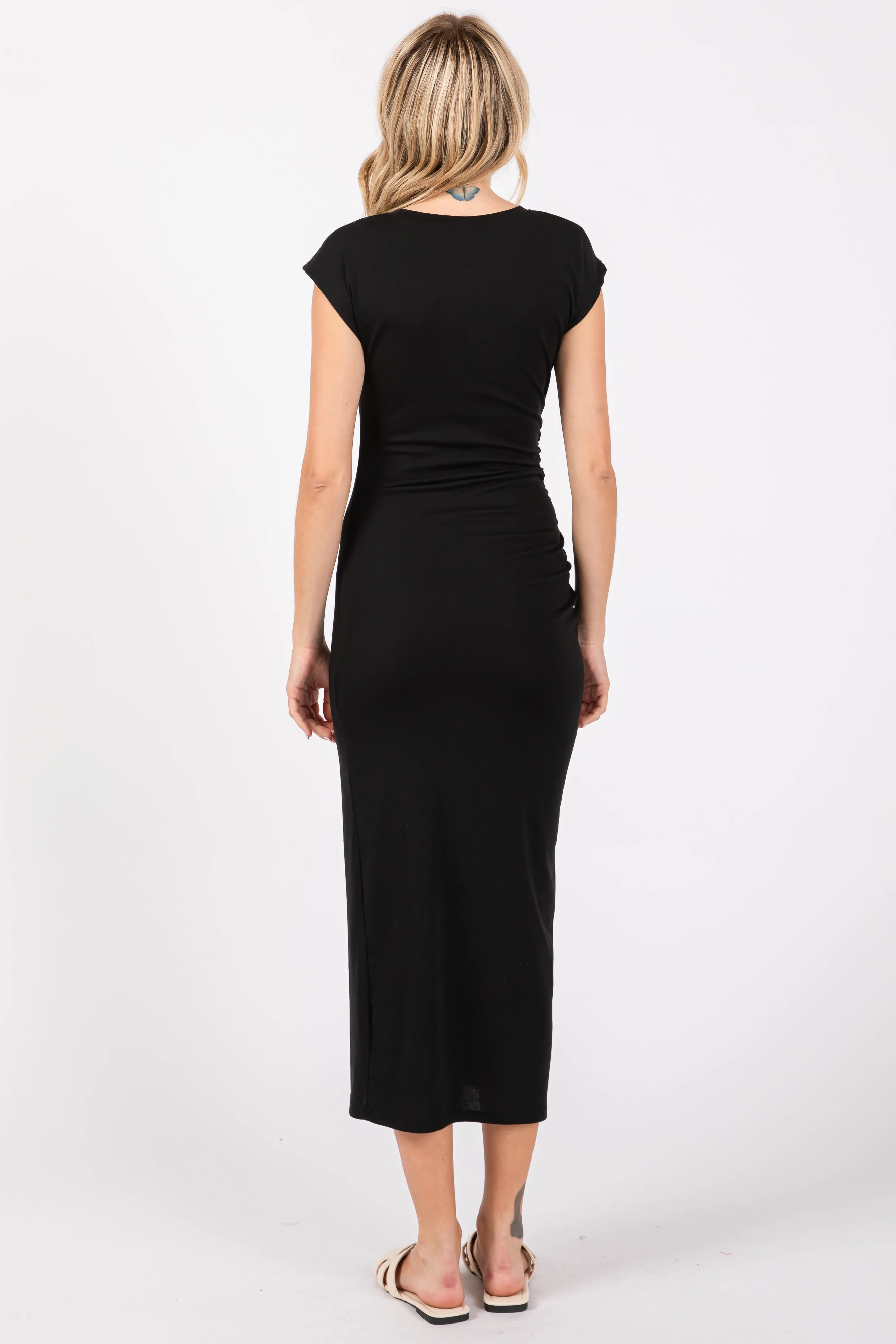 Black Short Sleeve Midi T-Shirt Dress sold by Pinkblush product image thumbnail 3