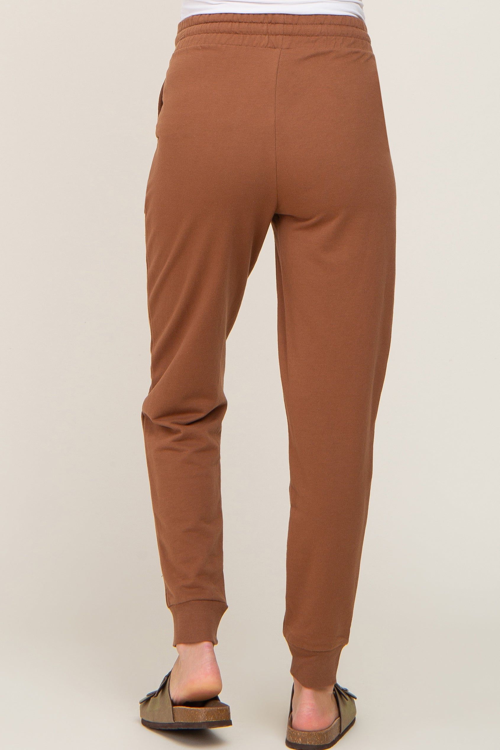 Camel Basic Drawstring Maternity Sweatpants sold by Pinkblush product image thumbnail 4