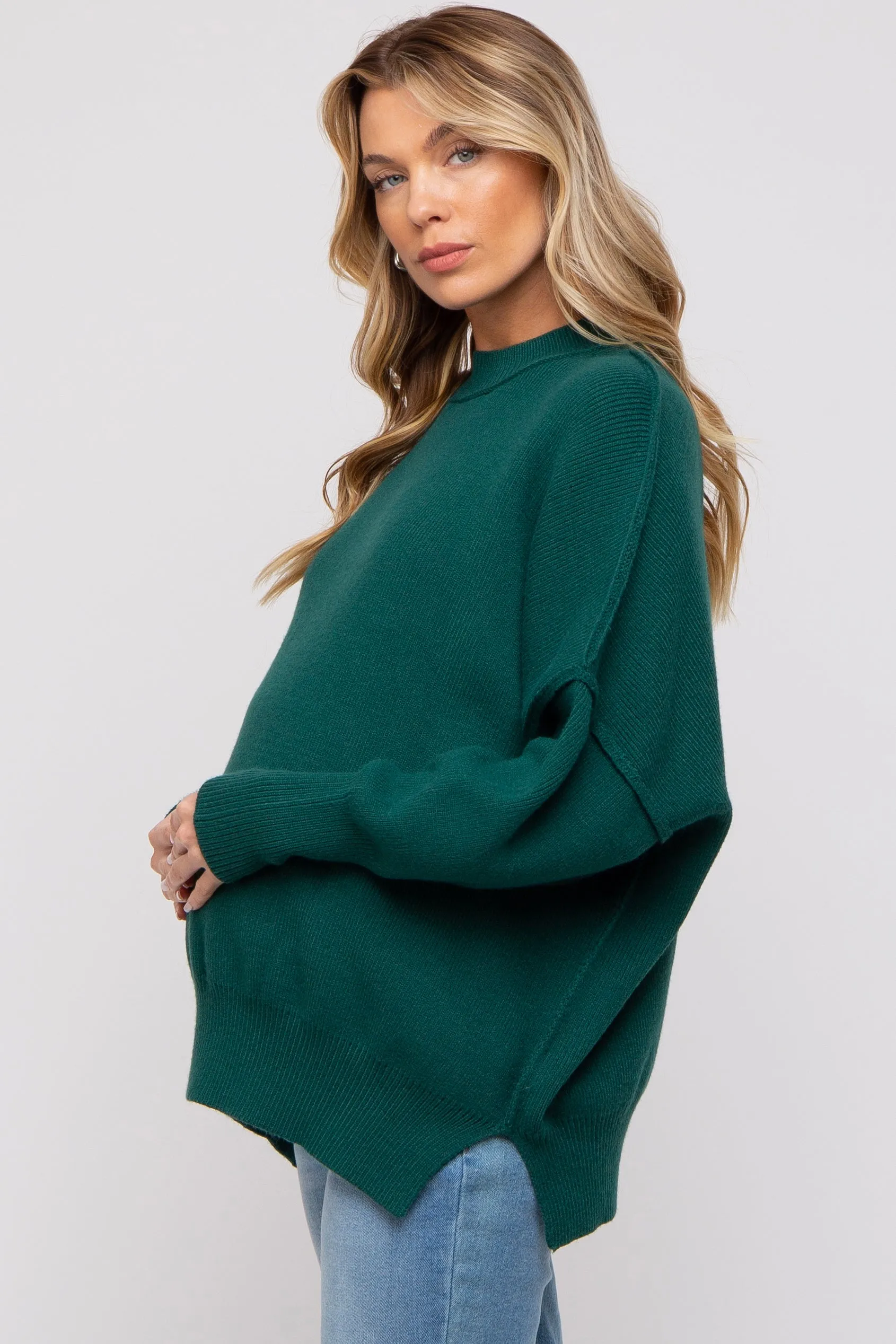 Emerald Knit Mock Neck Maternity Sweater sold by Pinkblush product image thumbnail 3
