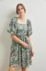 Green Floral Puff Sleeve Dress sold by Pinkblush