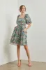 Green Floral Puff Sleeve Dress sold by Pinkblush