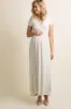 PinkBlush Petite Beige Draped Maternity/Nursing Maxi Dress sold by Pinkblush