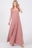 Mauve Ribbed Square Neck Short Sleeve Maxi Dress sold by Pinkblush