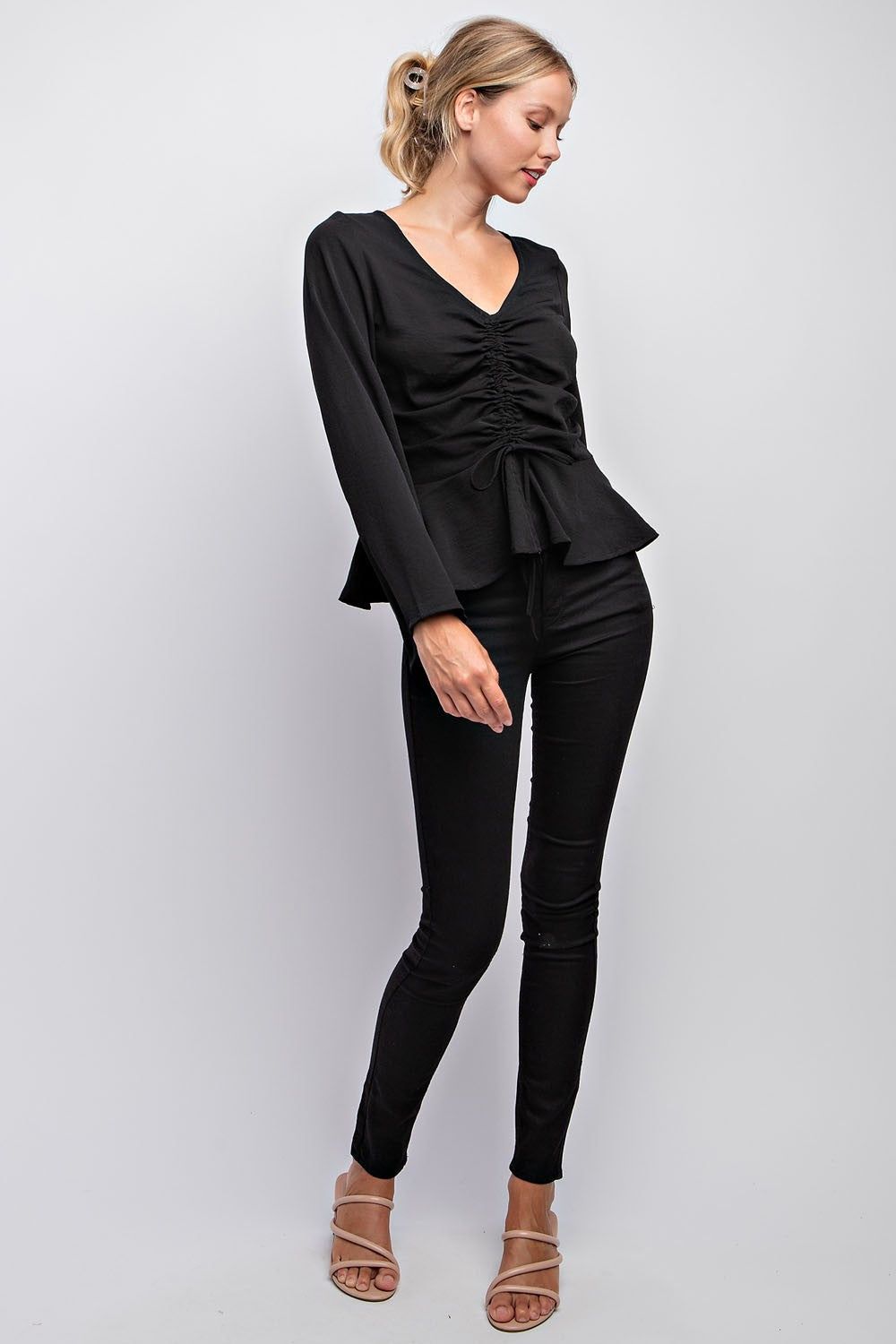 Black Bell Sleeve Ruffle Top sold by Pinkblush product image thumbnail 4
