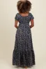 Navy Blue Floral Button Accent Maxi Dress sold by Pinkblush