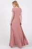 Mauve Ribbed Square Neck Short Sleeve Maxi Dress sold by Pinkblush