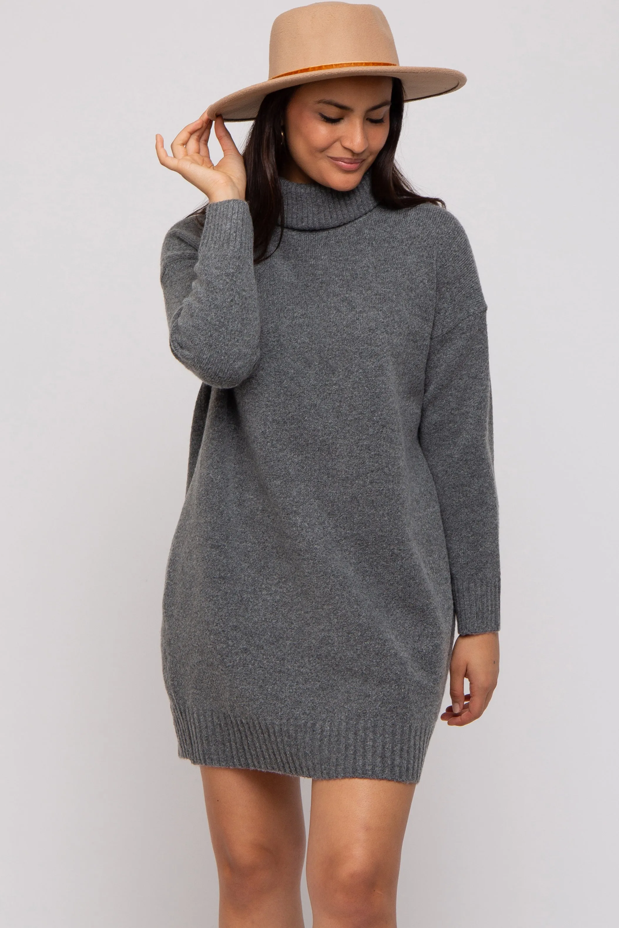 Charcoal Turtleneck Sweater Mini Dress sold by Pinkblush product image thumbnail 2