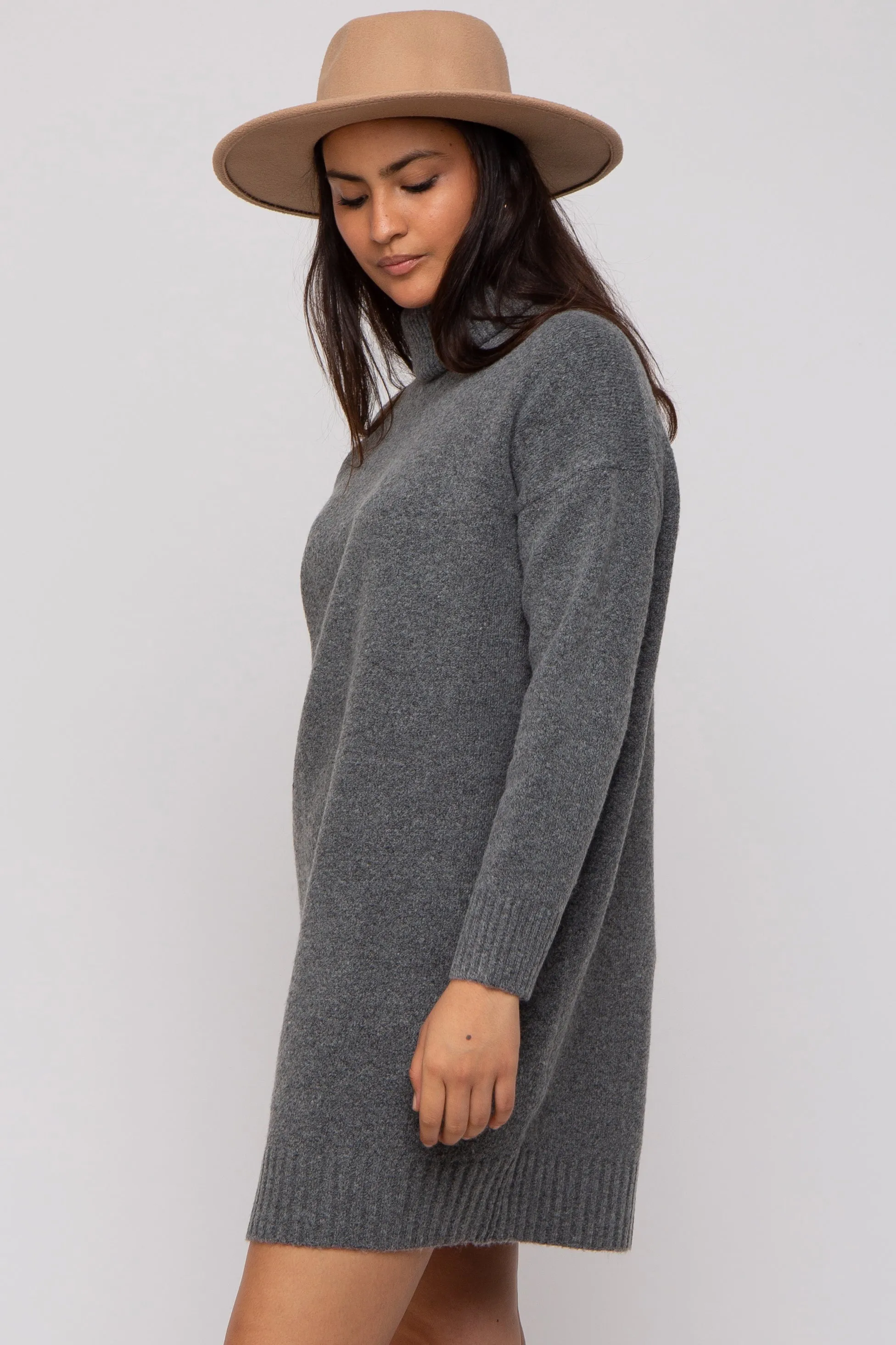 Charcoal Turtleneck Sweater Mini Dress sold by Pinkblush product image thumbnail 3