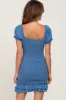 Blue Chambray Smocked Mini Dress sold by Pinkblush