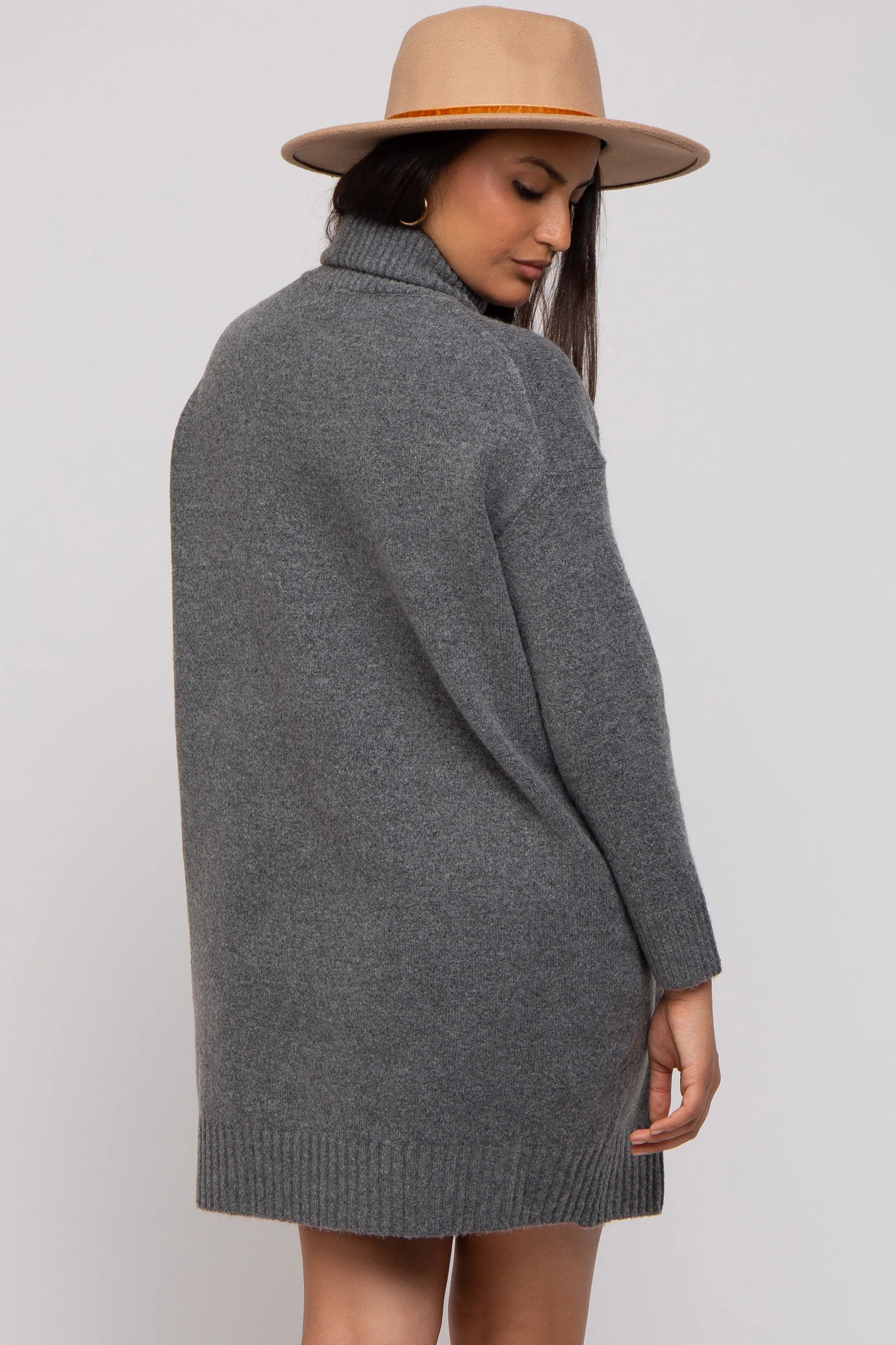 Charcoal Turtleneck Sweater Mini Dress sold by Pinkblush product image thumbnail 4