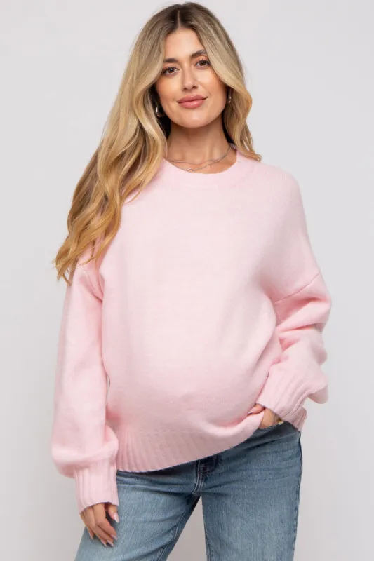 Pink Ribbed Cuff Maternity Sweater sold by Pinkblush