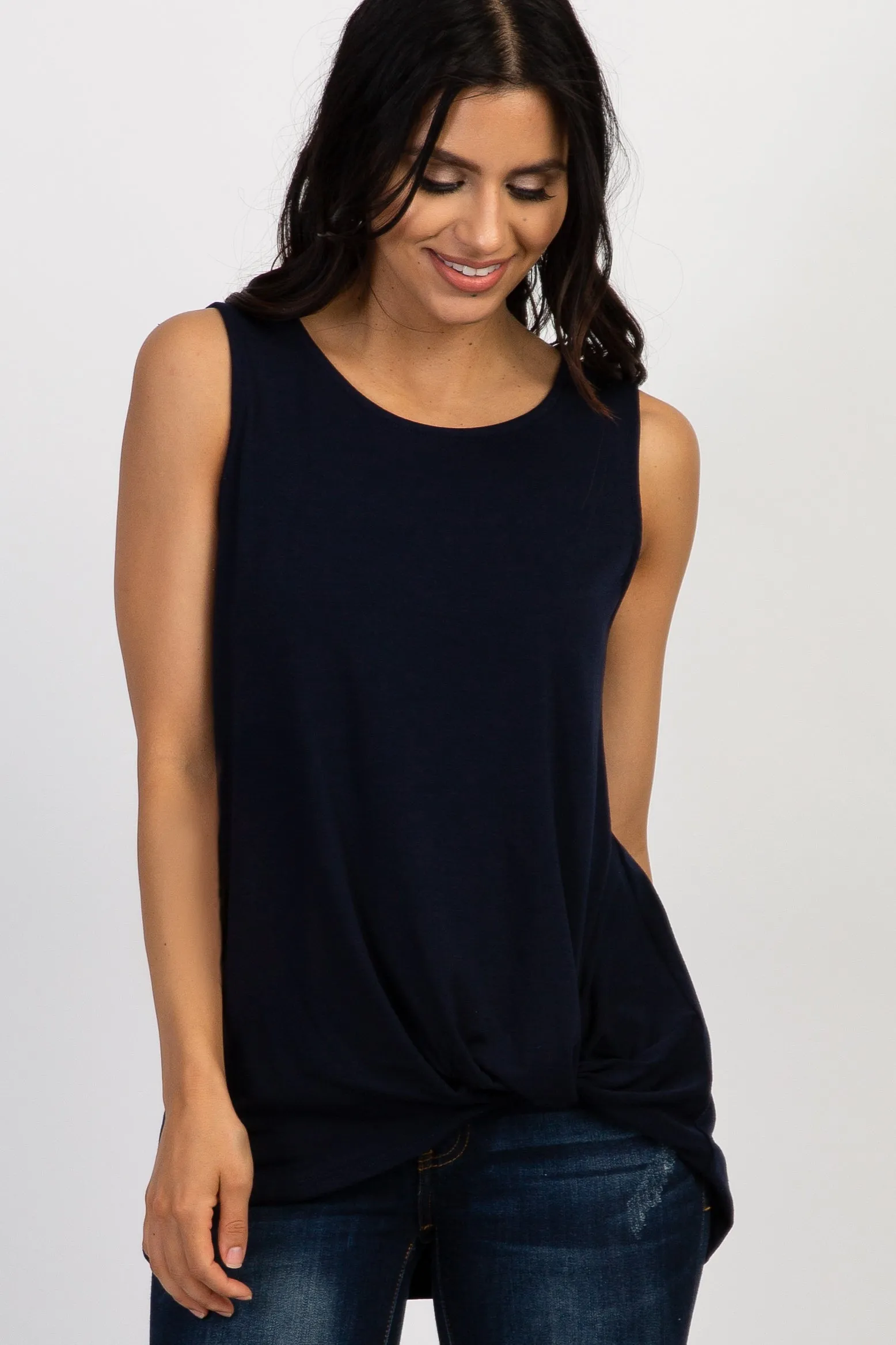 PinkBlush Navy Sleeveless Knot Maternity Top sold by Pinkblush product image thumbnail 3